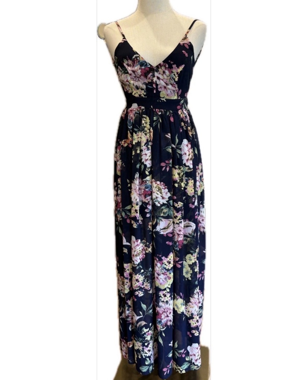 Miss Avenue NWT Floral Backless V-Neck Spaghetti Strap Pleated Skirt  Dress S